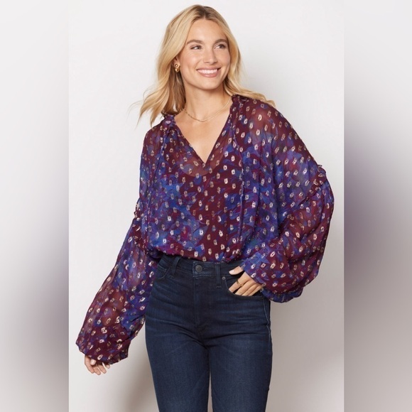 Cleobella Tops - Cleobella Purple and Blue Blouse